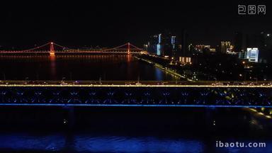 湖北武汉<strong>长江大桥</strong>夜景航拍